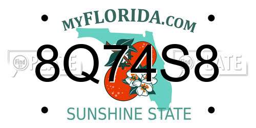 8Q74S8 Florida License Plate