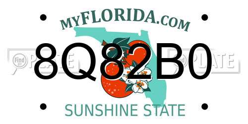 8Q82B0 Florida License Plate