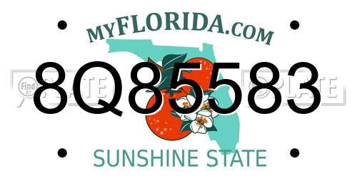 8Q85583 Florida License Plate