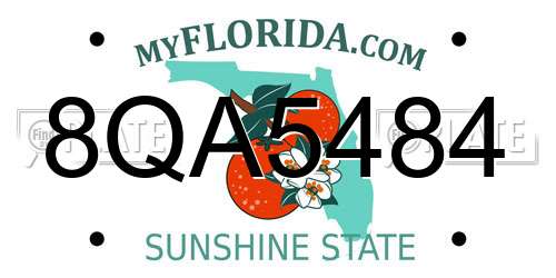 8QA5484 Florida License Plate