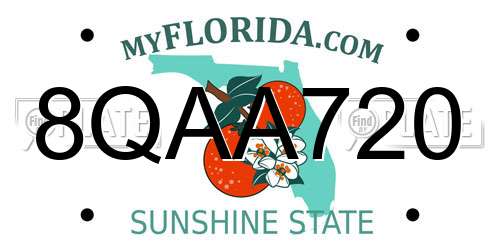 8QAA720 Florida License Plate