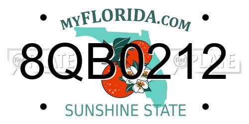 8QB0212 Florida License Plate