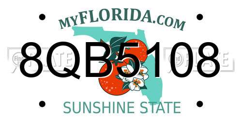 8QB5108 Florida License Plate