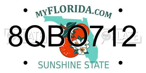 8QBO712 Florida License Plate