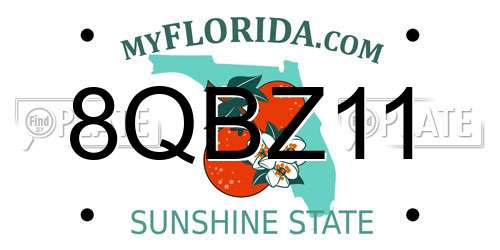 8QBZ11 Florida License Plate