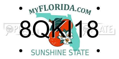 8QKI18 Florida License Plate