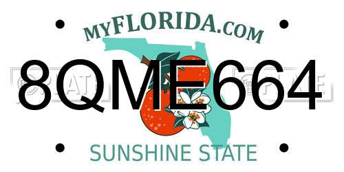 8QME664 Florida License Plate