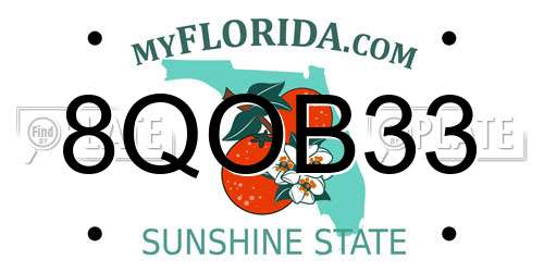 8QOB33 Florida License Plate