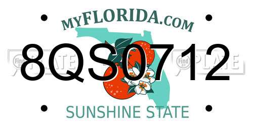 8QS0712 Florida License Plate