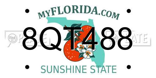 8QT488 Florida License Plate