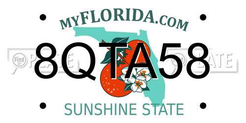 8QTA58 Florida License Plate