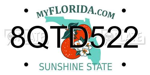 8QTD522 Florida License Plate