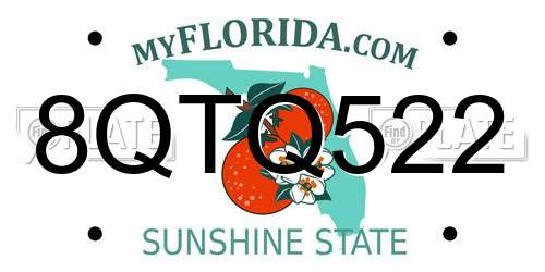 8QTQ522 Florida License Plate