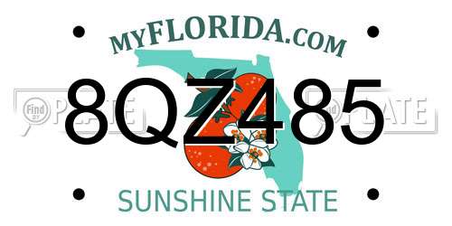 8QZ485 Florida License Plate