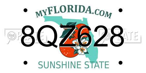 8QZ628 Florida License Plate