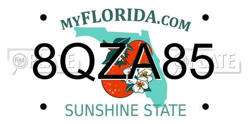 8QZA85 Florida License Plate