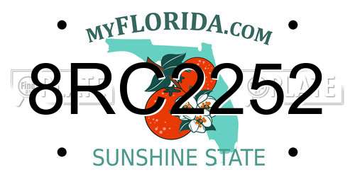 8RC2252 Florida License Plate