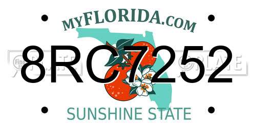 8RC7252 Florida License Plate