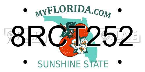 8RCT252 Florida License Plate