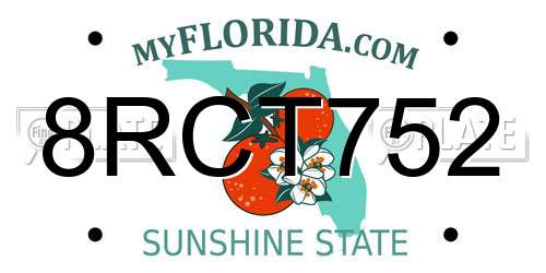 8RCT752 Florida License Plate
