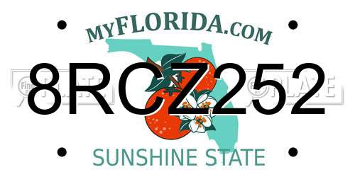 8RCZ252 Florida License Plate
