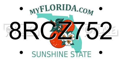 8RCZ752 Florida License Plate