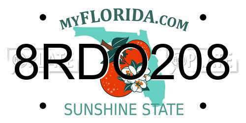 8RDO208 Florida License Plate