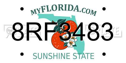 8RF3483 Florida License Plate