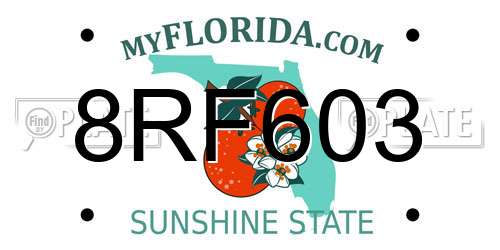 8RF603 Florida License Plate