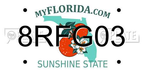 8RFG03 Florida License Plate