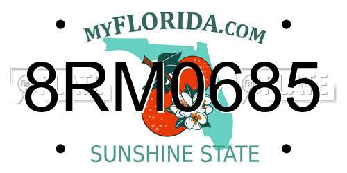 8RM0685 Florida License Plate