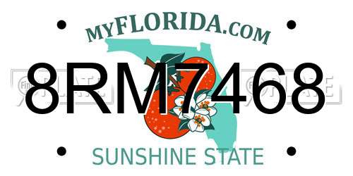 8RM7468 Florida License Plate