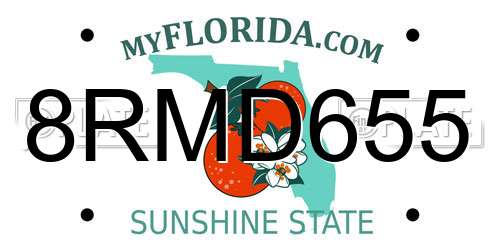 8RMD655 Florida License Plate