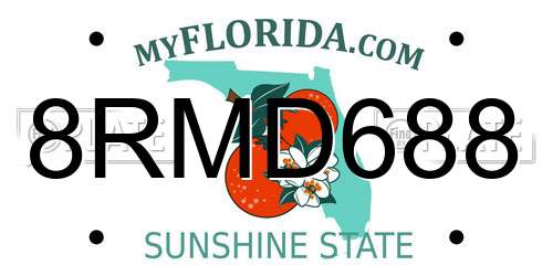 8RMD688 Florida License Plate