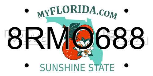 8RMO688 Florida License Plate