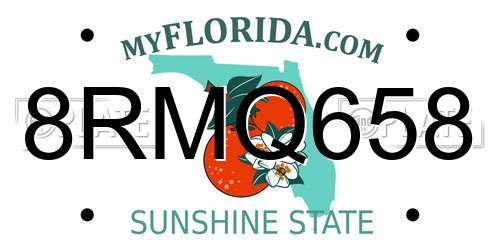 8RMQ658 Florida License Plate