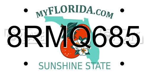8RMQ685 Florida License Plate