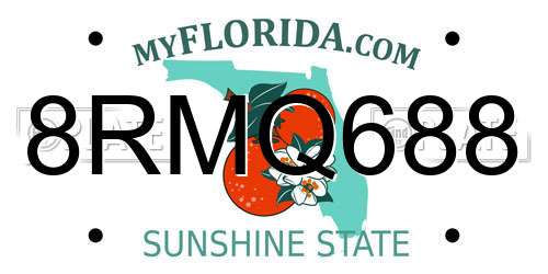 8RMQ688 Florida License Plate