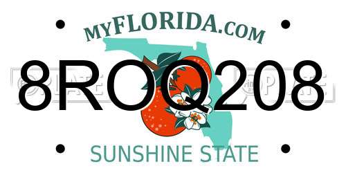 8ROQ208 Florida License Plate