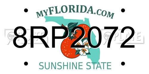 8RP2072 Florida License Plate