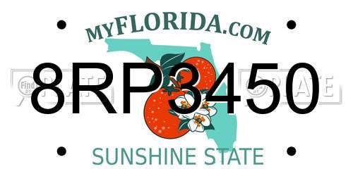 8RP3450 Florida License Plate