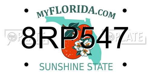 8RP547 Florida License Plate