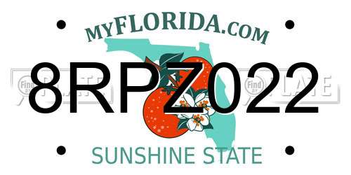 8RPZ022 Florida License Plate