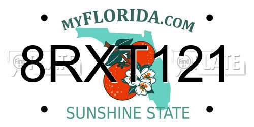 8RXT121 Florida License Plate