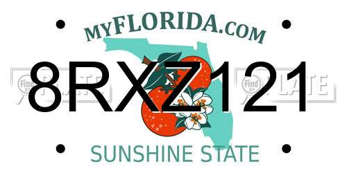8RXZ121 Florida License Plate