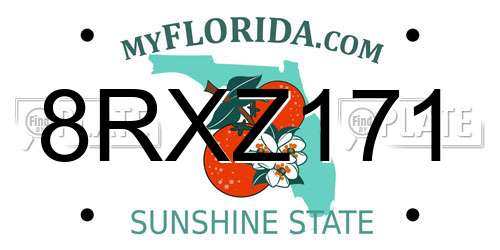 8RXZ171 Florida License Plate