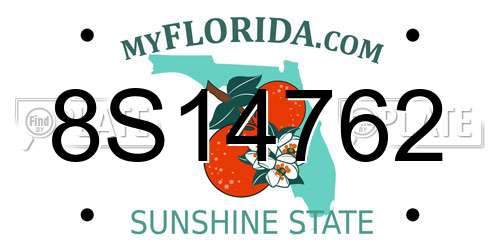 8S14762 Florida License Plate