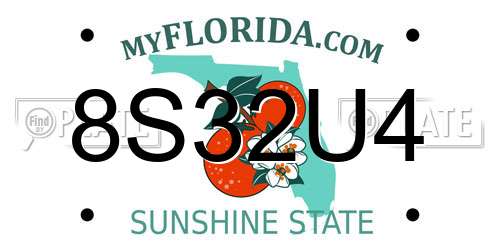8S32U4 Florida License Plate