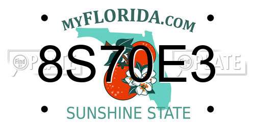 8S70E3 Florida License Plate