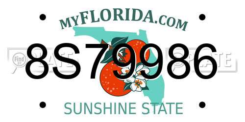 8S79986 Florida License Plate